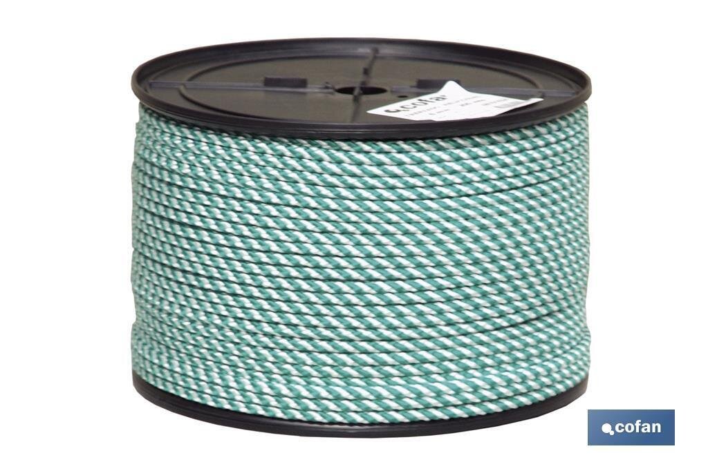 CARRETE CUERDA TR. HELICOIDAL 8MM 200 MTS BCO/VDE CARRETE CUERDA TR. HELICOIDAL 8MM 200 MTS BCO/VDE