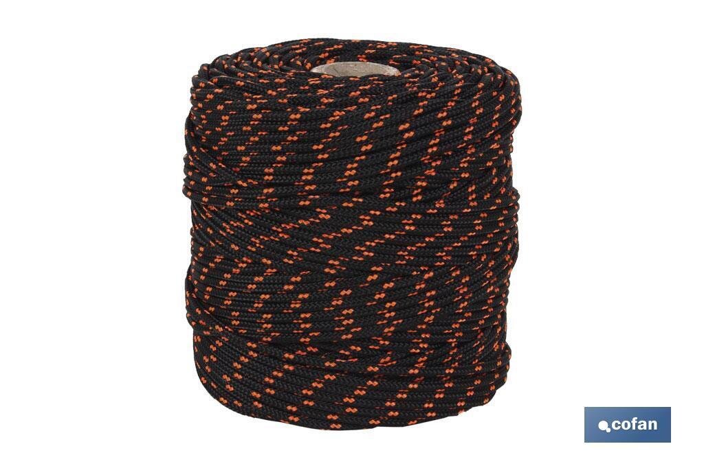 CORD�N TRENZADO HIPPIE NEGRO/NARANJA 3 MM X 100 M