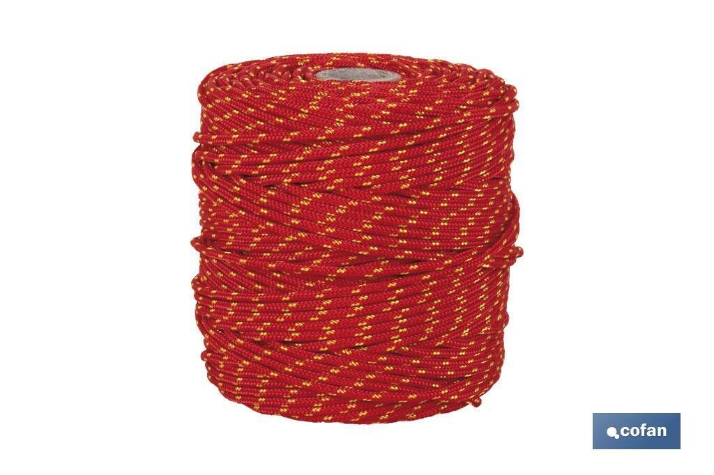 CORD�N TRENZADO HIPPIE ROJO/AMARILLO 3MM X 100 M