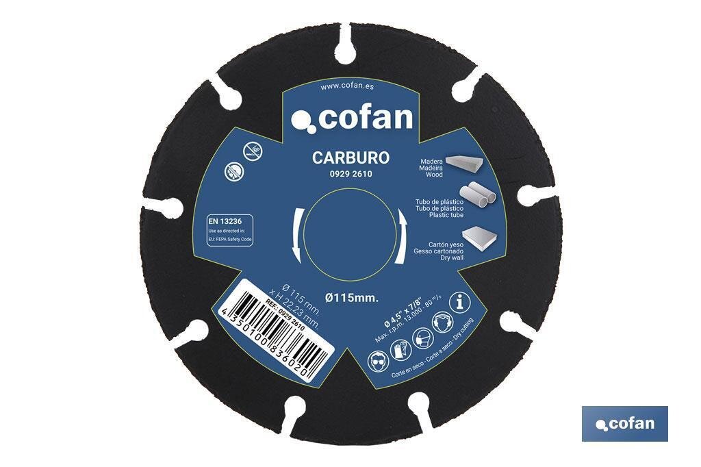 DISCO ESPECIAL DE CARBURO PARA MATERIALES BLANDOS �115X1 MM