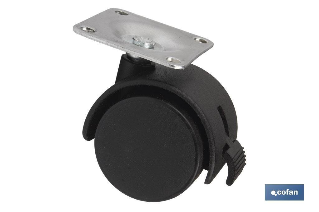 RUEDA PLASTIC �40MM PLACA/FRENO
