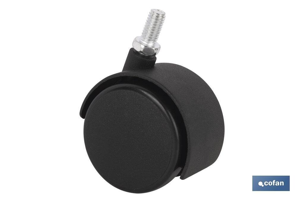 RUEDA PLASTIC �40MM TORNILLO 6X15