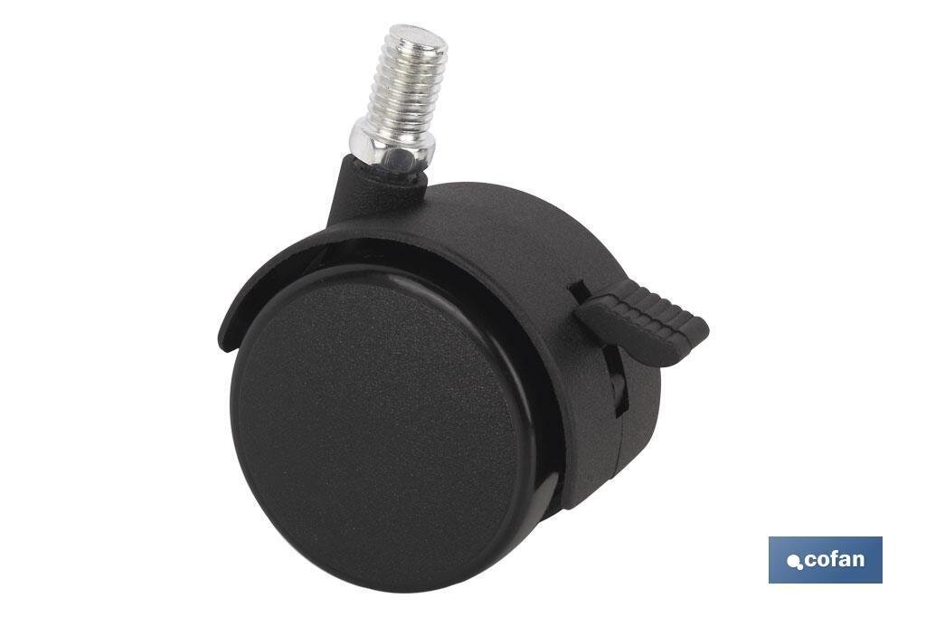 RUEDA PLASTIC �50MM FRENO TORNILLO 10X15 RUEDA PLASTIC �50MM FRENO TORNILLO 10X15