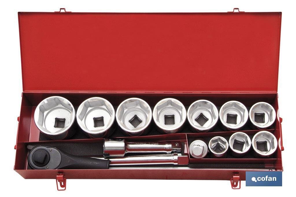 JGO LLAVES DE VASO 1" 15 PZS PULGADAS