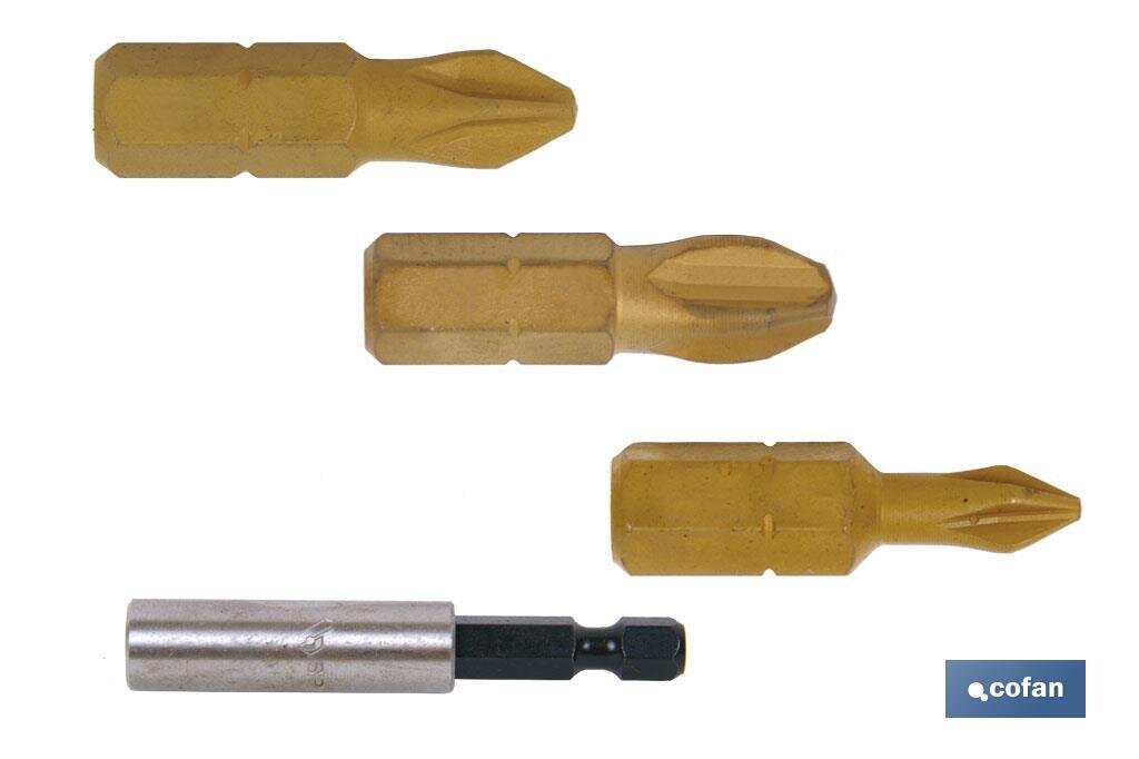 PUNTAS TIN 1/4" PH-1-2-3X25+ADAPTADOR