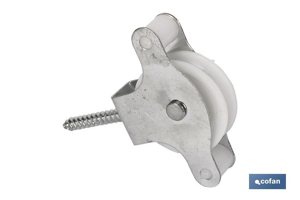 2 UDS. POLEA CON TIRAFONDO 40 MM VENTA UNITARIA 2 UDS. POLEA CON TIRAFONDO 40 MM VENTA UNITARIA