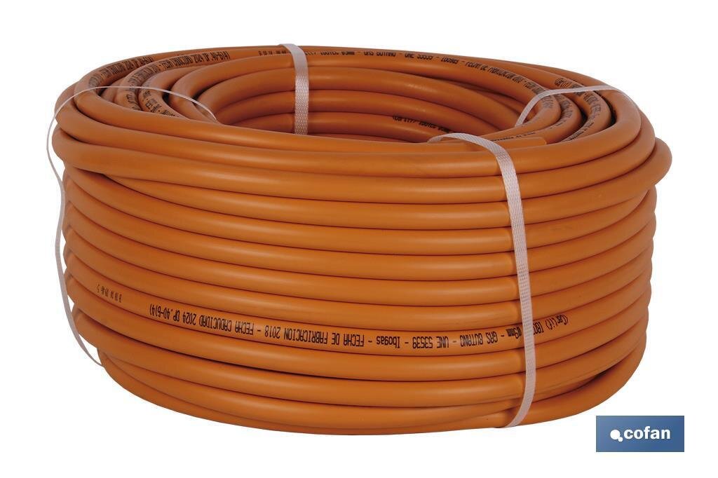 TUBO GAS FLEXIBLE "NARANJA" UNE 53539 �8X60M