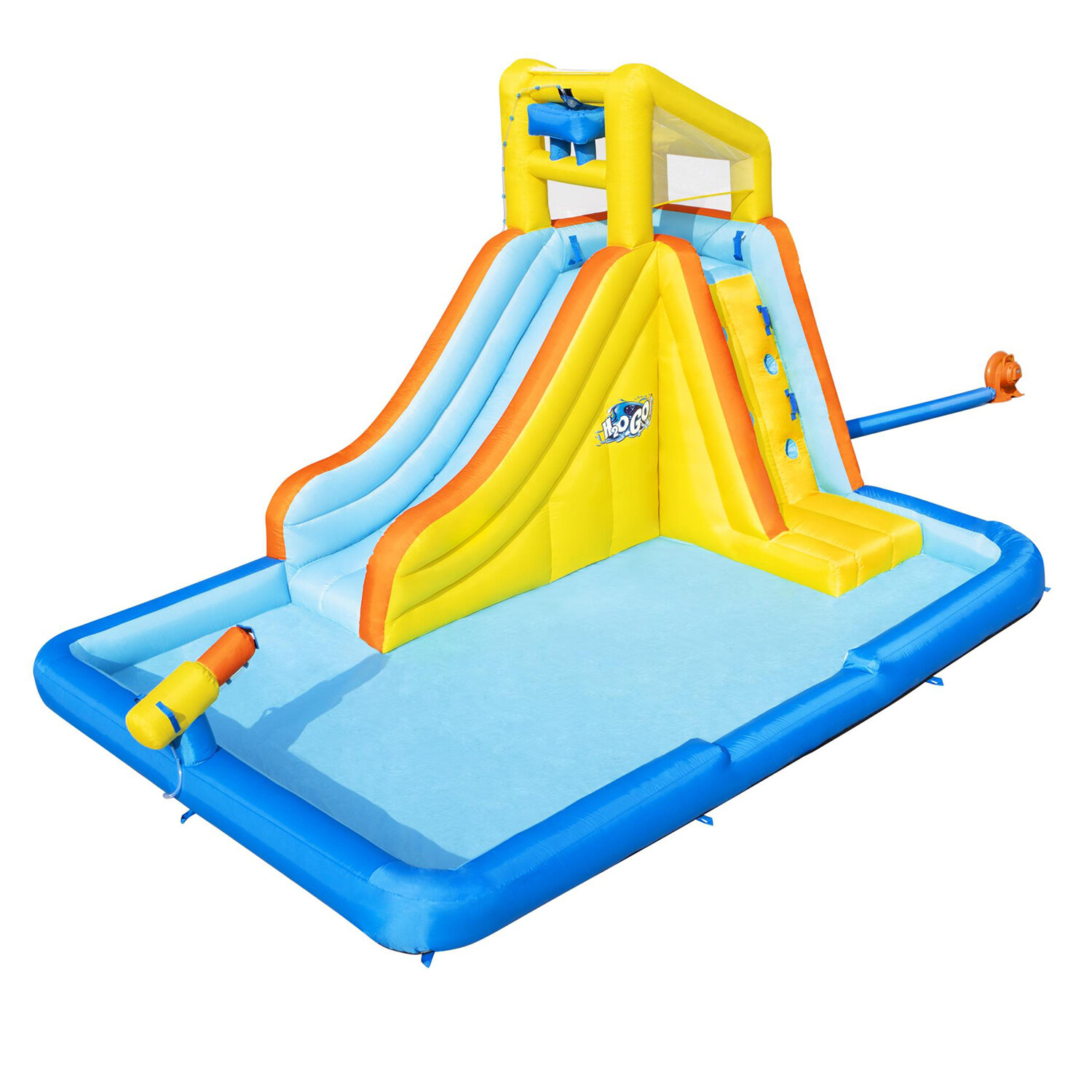 Parque Acuático Inflable Con Doble Tobogán 448x311x266 cm. Inflador Eléctrico Incluido.