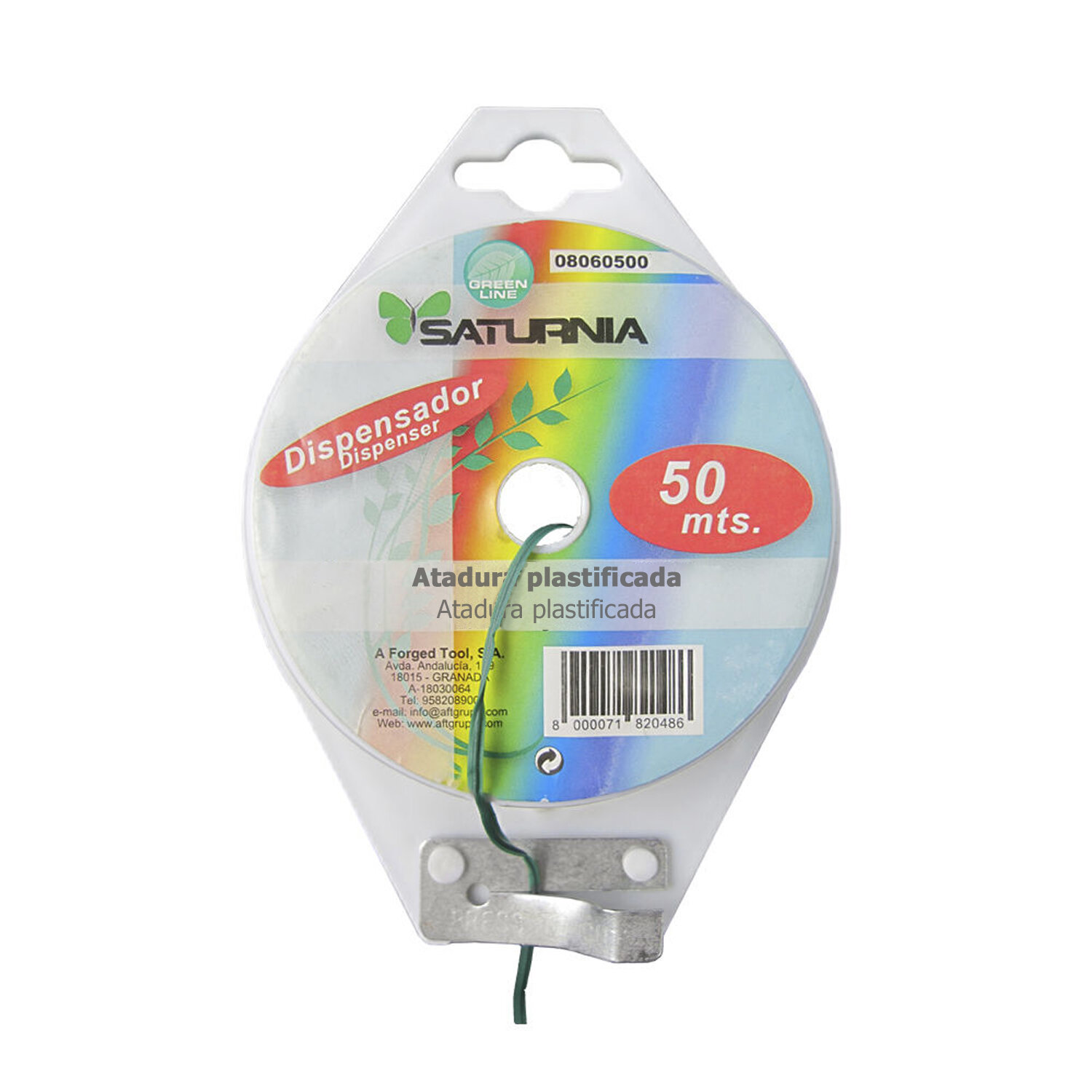 Atadura Plastificada Con Dispensador De 50 Metros. Ideal Para Entutorar, Jardin, Bonsais, Macetas, etc. Flexible y Duradero.