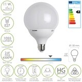 Bombilla Led Globo E27.  11 W.  75 w. 1055 l�menes. Luz Calida (3000�K)