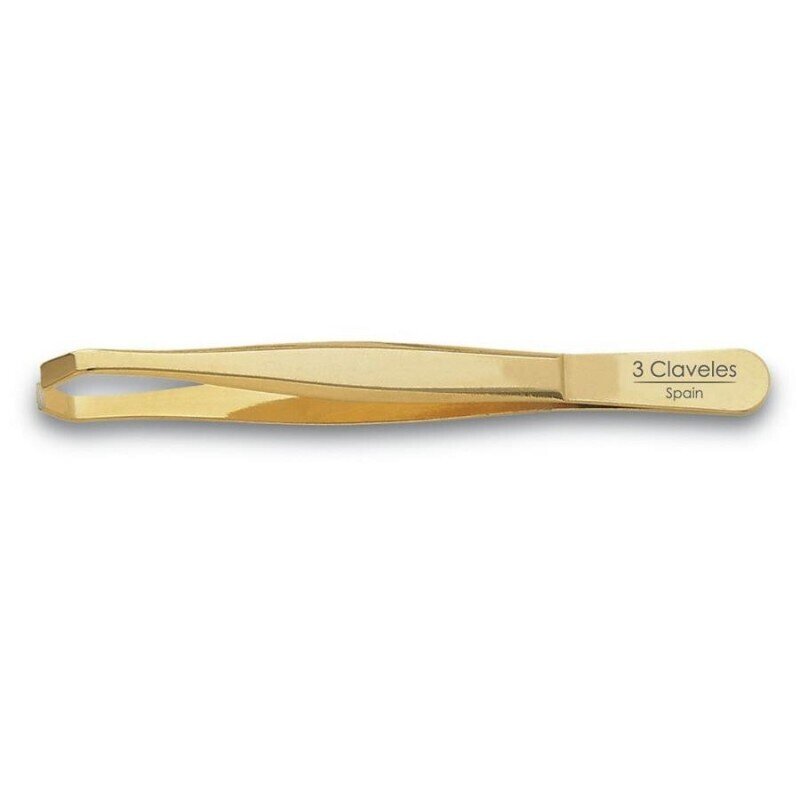 PINZA DEPILAR ESTRECHA 3 CLAVELES 8CM ORO 12234