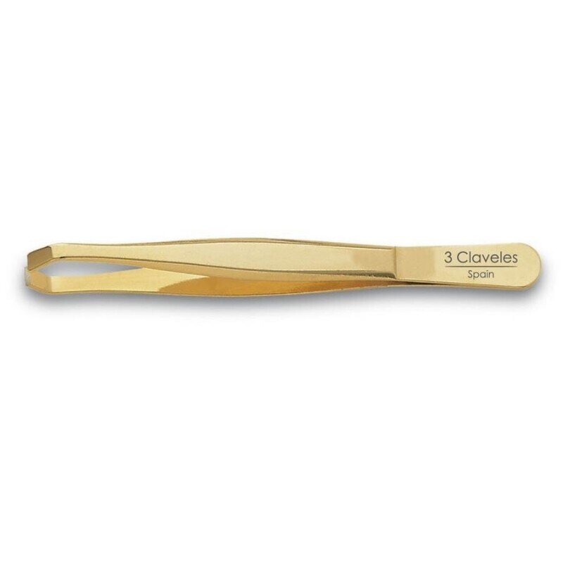 PINZA DEPILAR PROFESIONAL 3 CLAVELES 9CM ORO 12246