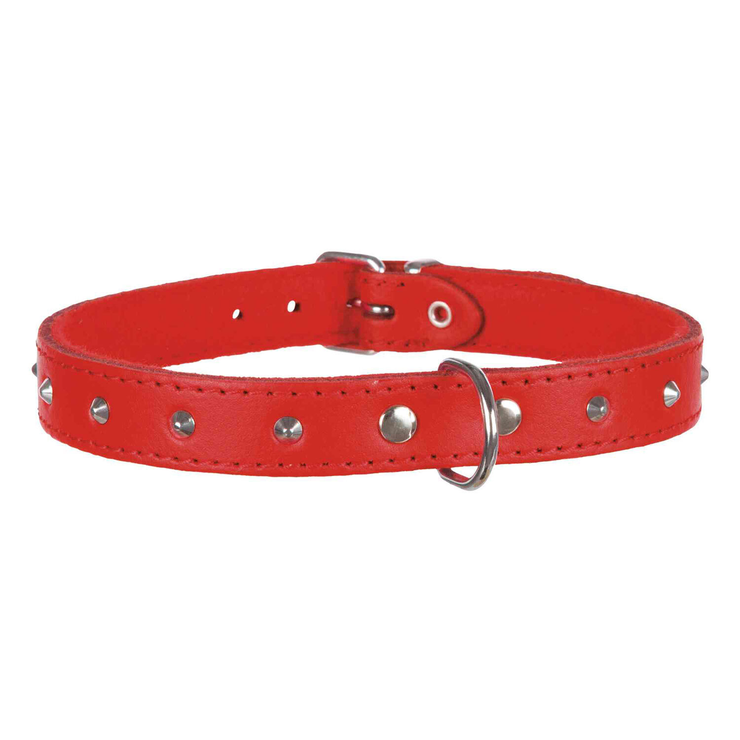 Collar Basic, Piel, XS, 21-25 cm/12 mm, Rojo