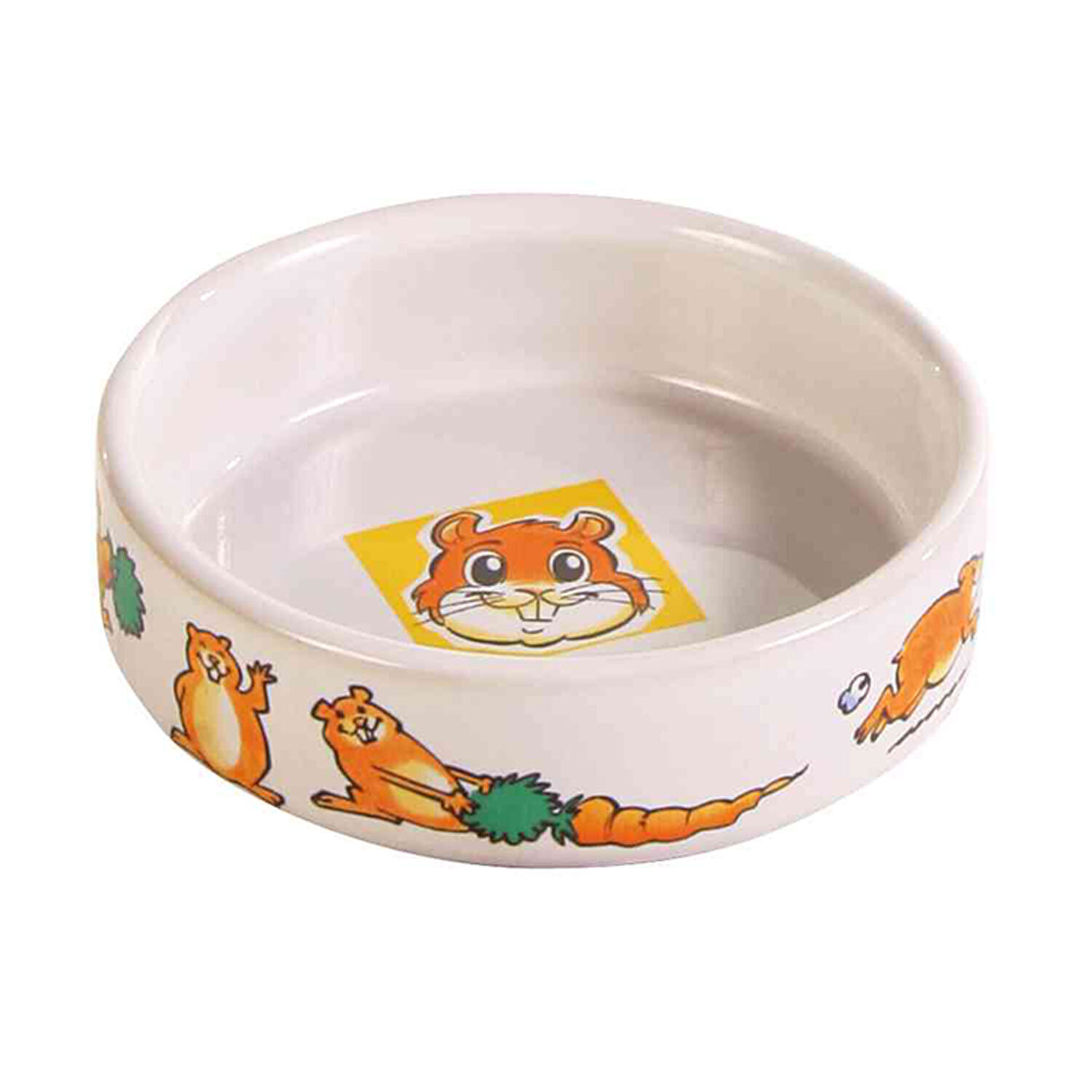 Comedero Cer�mica, Motivos h�msters, 90 ml, �8 cm, Blanco