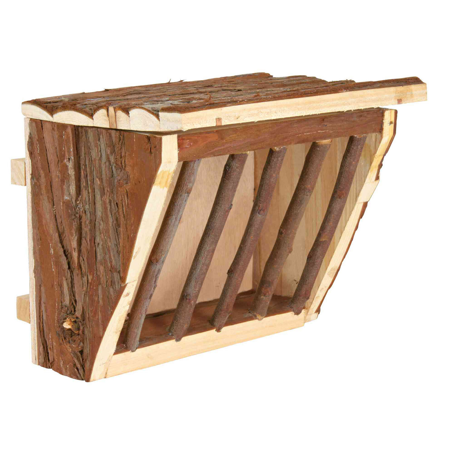 Comedero Heno con tapa, Corteza Tronco, 20 � 15 � 17 cm