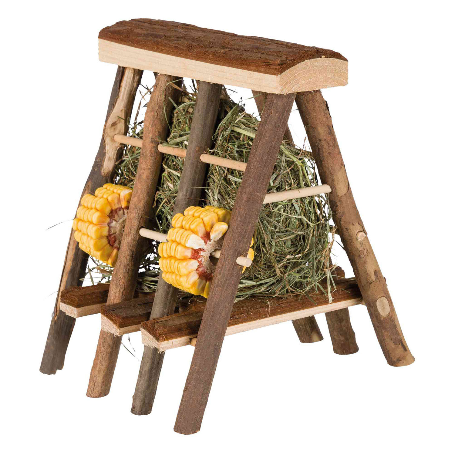 Porta Heno con Heno y Aros de semilla, 17 � 20 � 17 cm