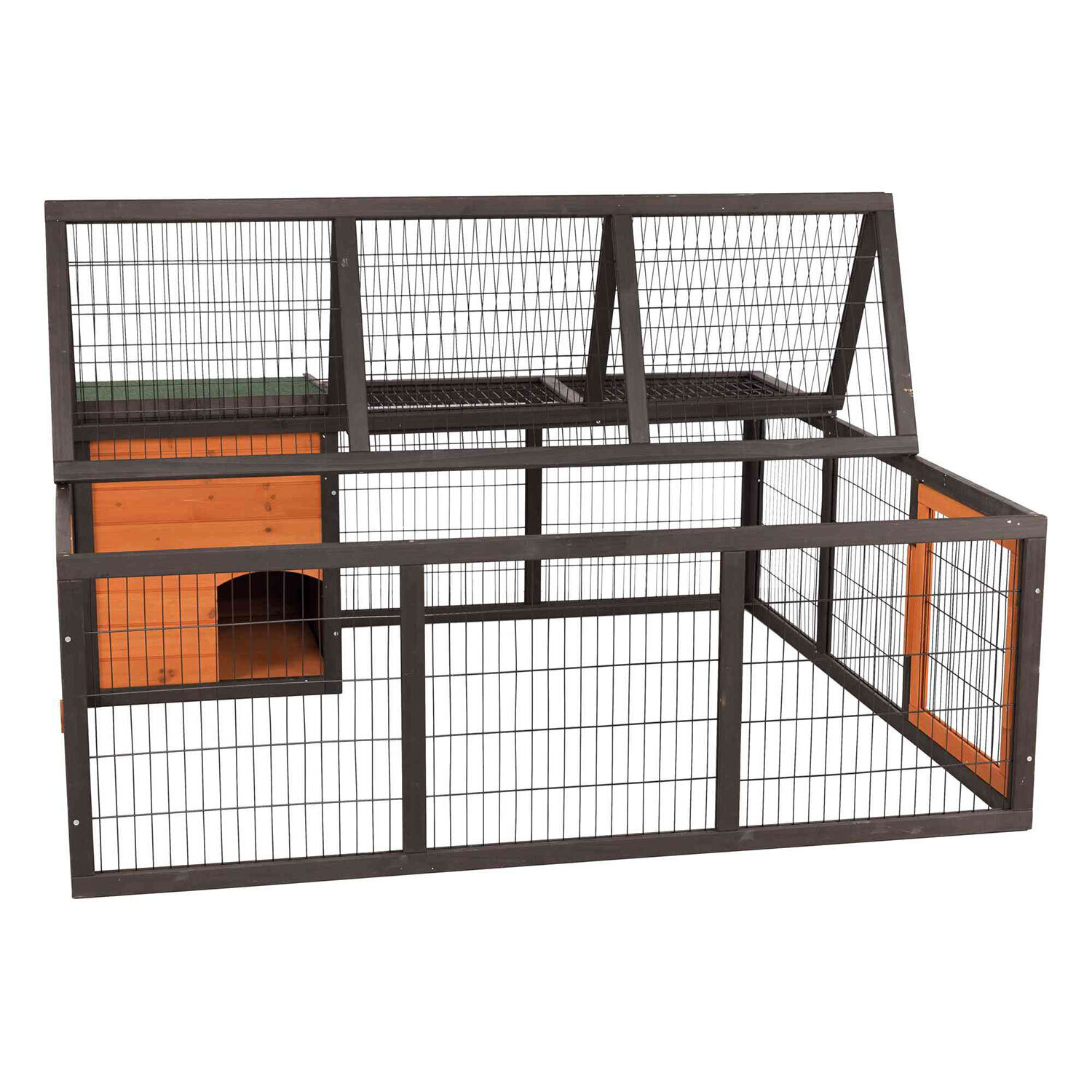 Recinto Exterior Natura con Refugio, 150 � 53 � 150 cm, Negro-Marr�n