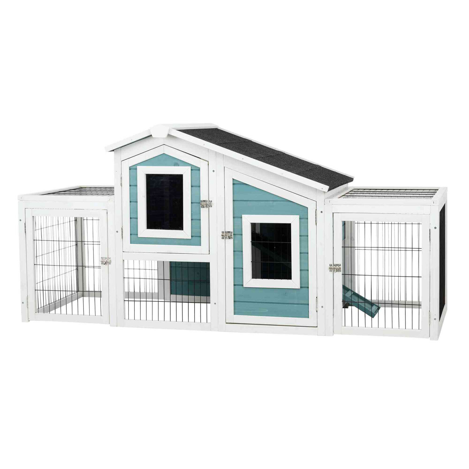 Caseta Natura Conejos, 2 Salidas, 168 � 80.5 � 72 cm, Blanco-Aguamarina