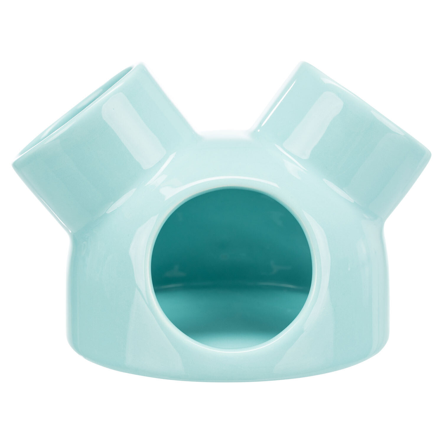 Casa Cer�mica con 3 entradas, Ratones, � 12 � 10 cm, Turquesa