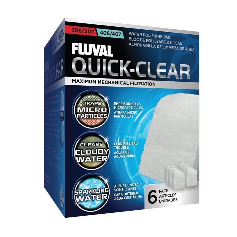 Fluval Quick Clear Foamex Fino 307/407, 6uds