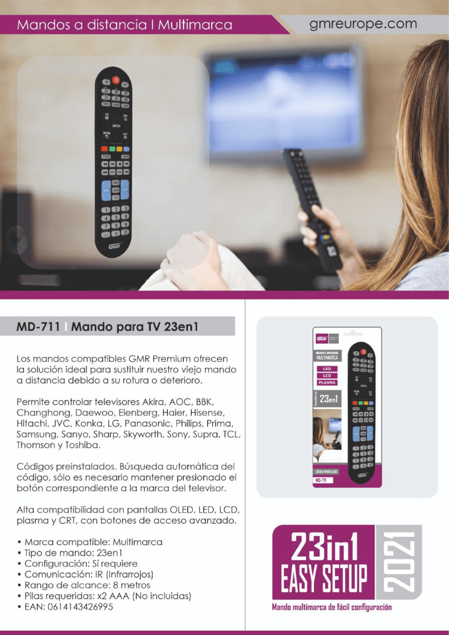 MANDO A DISTANCIA MD-711  MANDO PARA TV 31 EN 1 MANDO PREMIUM