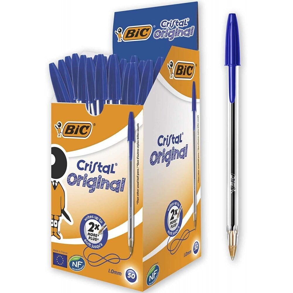 BiC Cristal Original Bolígrafo de punta de bola tinta Caja 50 Bolígrafo Bic cristal azul