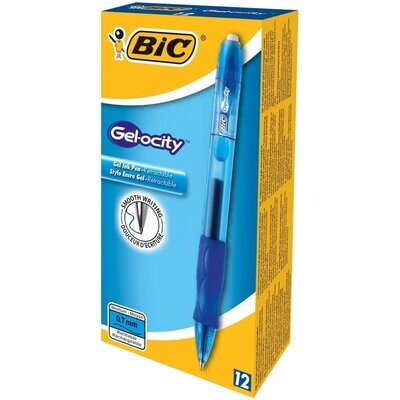 Caja 12 Bolígrafos Bic gelocity Azul