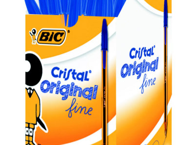 BiC Cristal Original Fine Bolígrafo de punta de bola, punta fina 50 BOLIGRAFOS AZULES