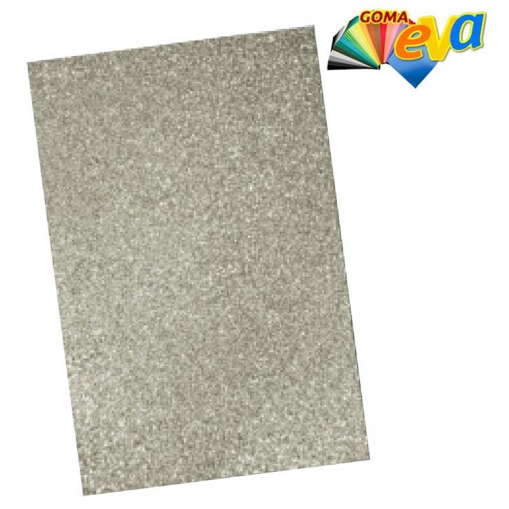 Hoja goma Eva 40x60 Purpurina Plata