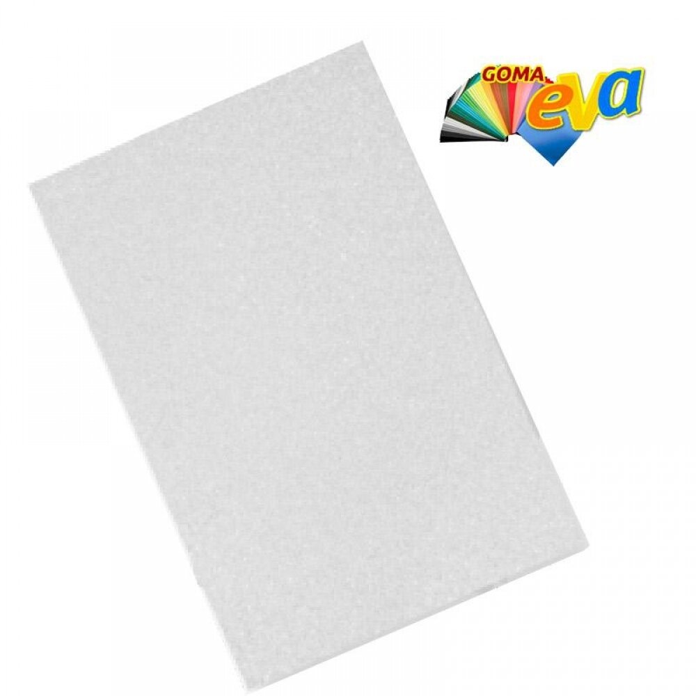 Hoja goma Eva 40x60 Purpurina Blanca