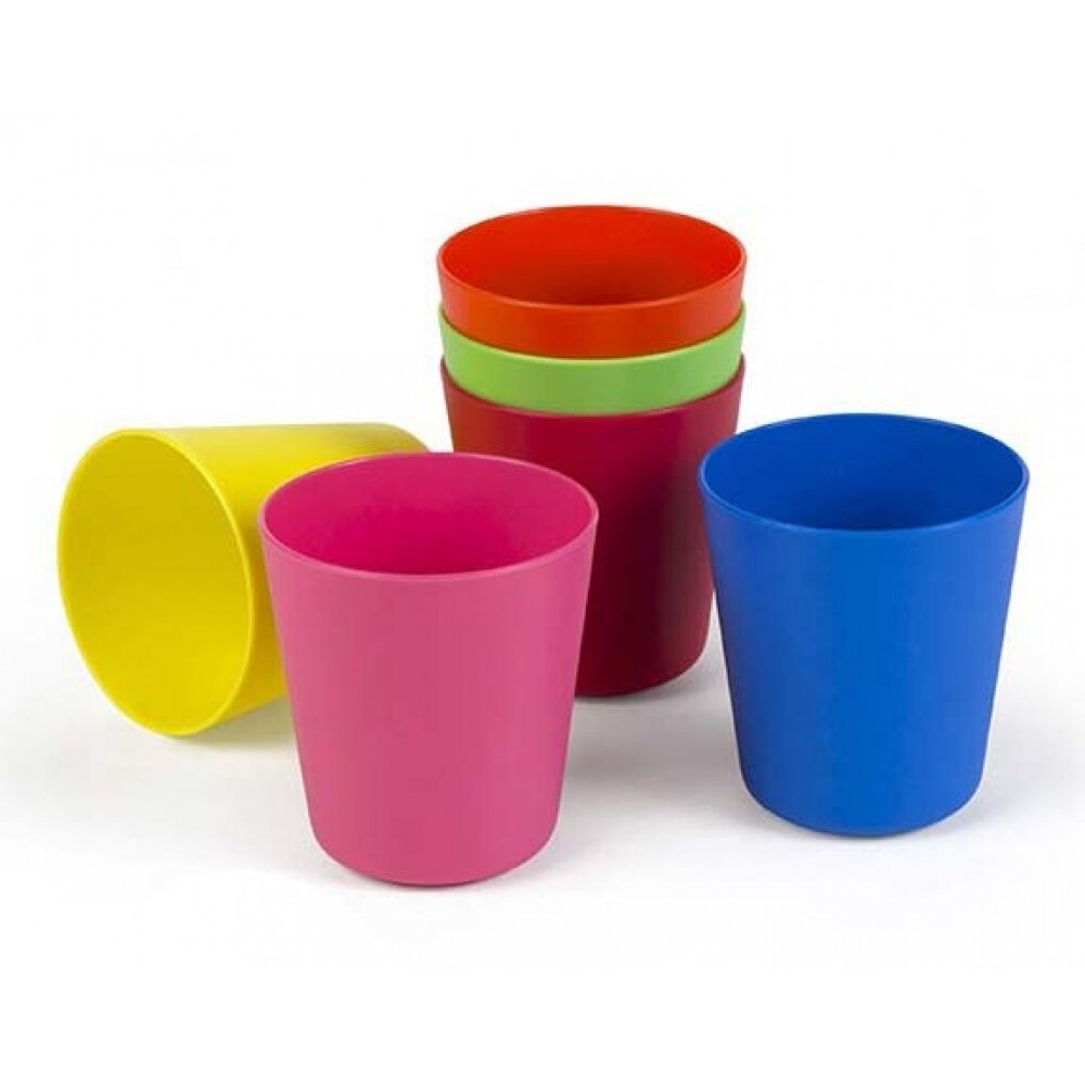 Pack 6 vasos pl�stico colores 250 ml