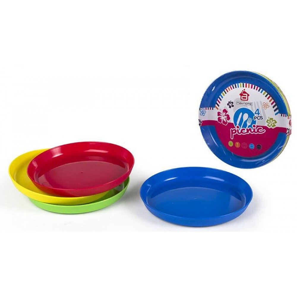 Pack 4 Platos pl�stico colores 18 cm