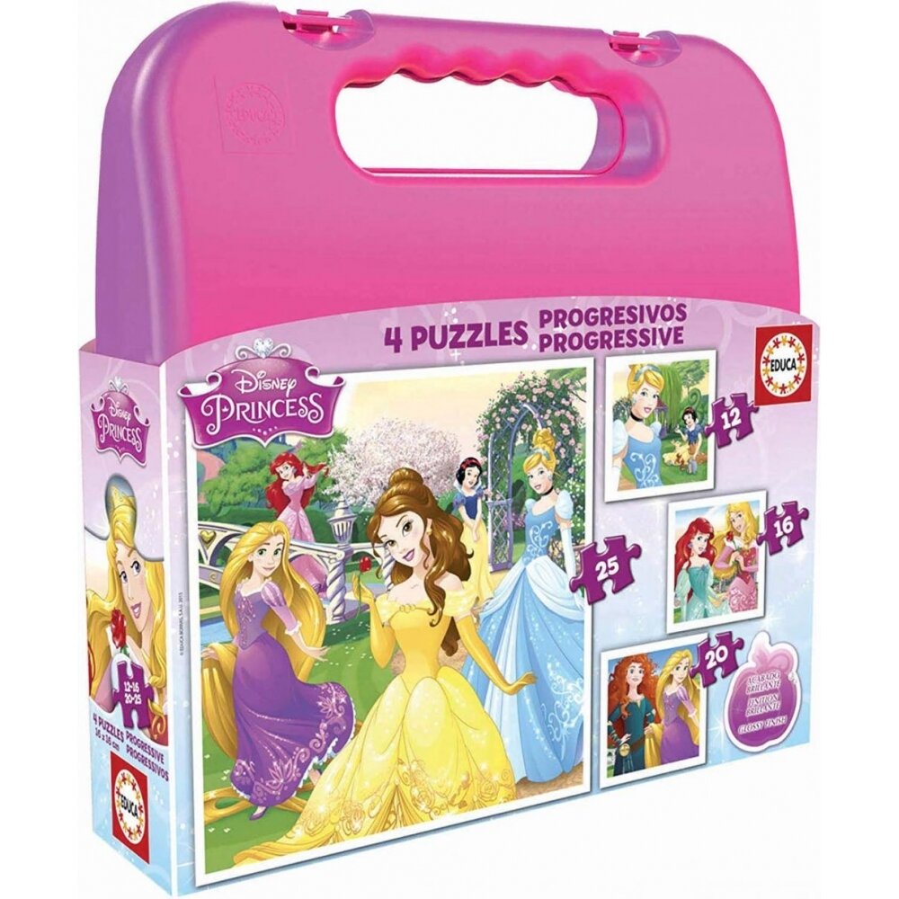 Princesas Disney Maleta 4 puzzles