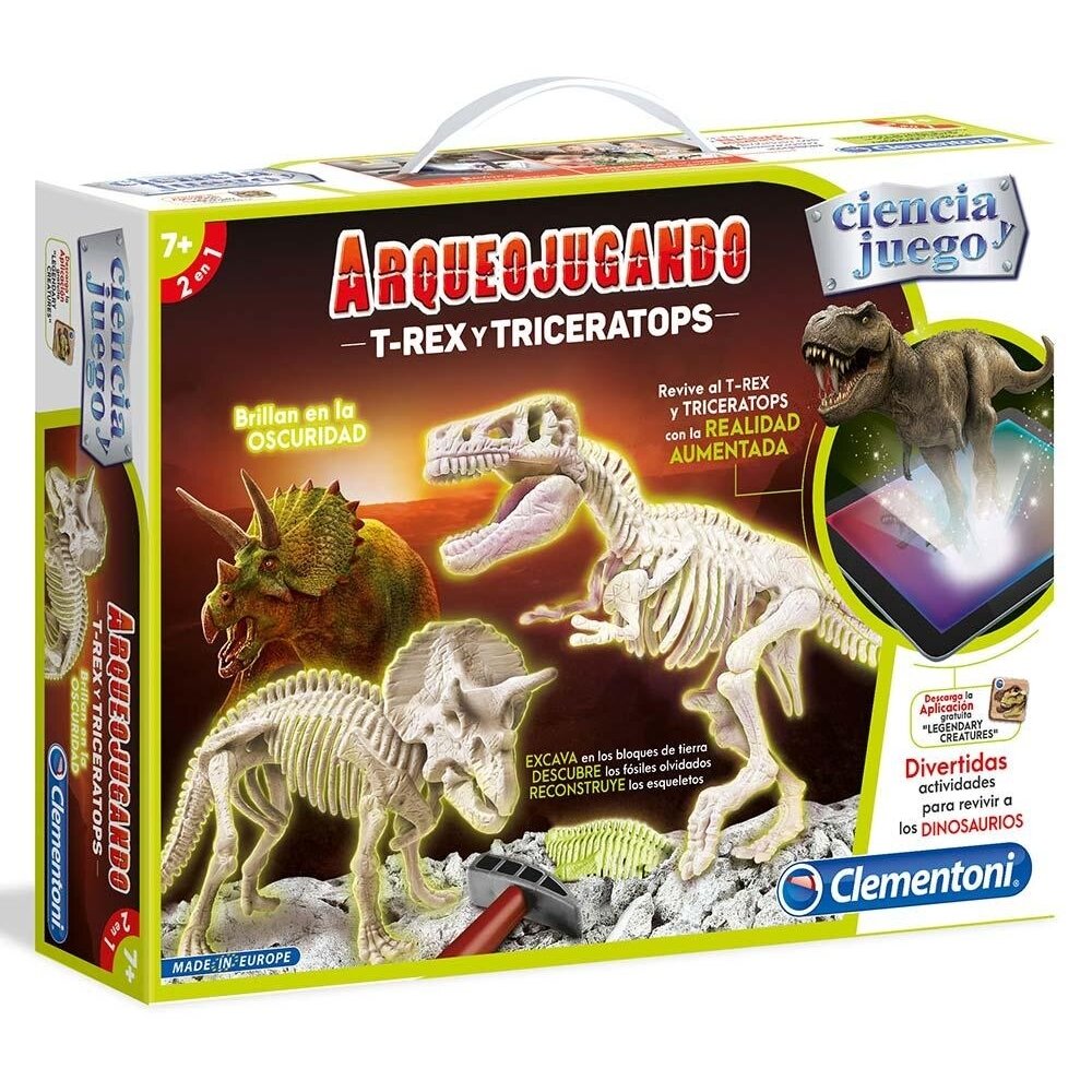 Arqueo jugando Científico T-Rex+Tricerat