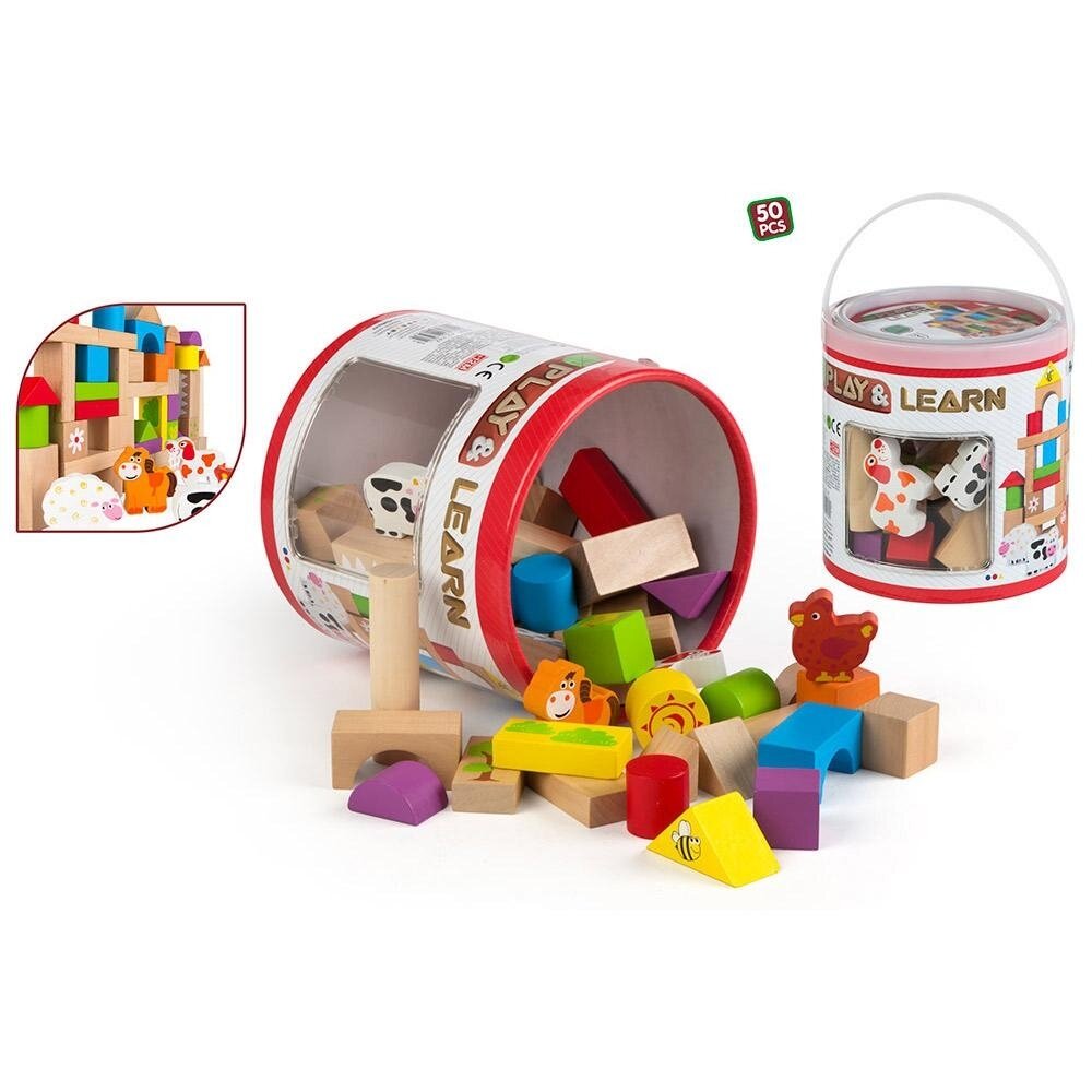Construcci�n bloques madera en bote 50pz