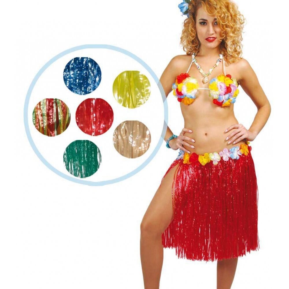 Falda Hawaina radia y flores 55cm-6 col.