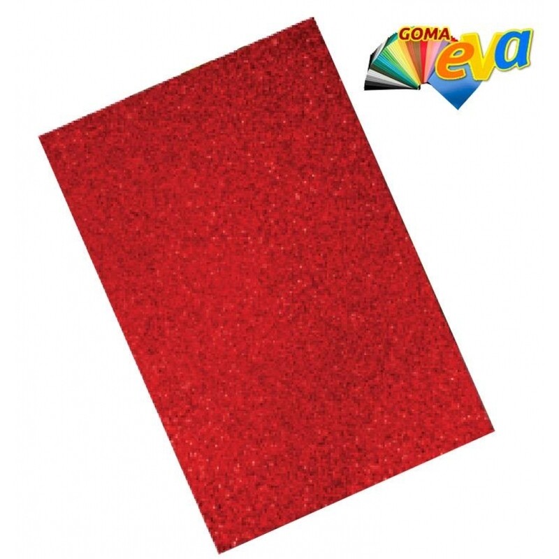 Hoja goma Eva 40x60 Purpurina Roja