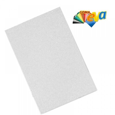 Hoja goma Eva 40x60 Purpurina Blanca