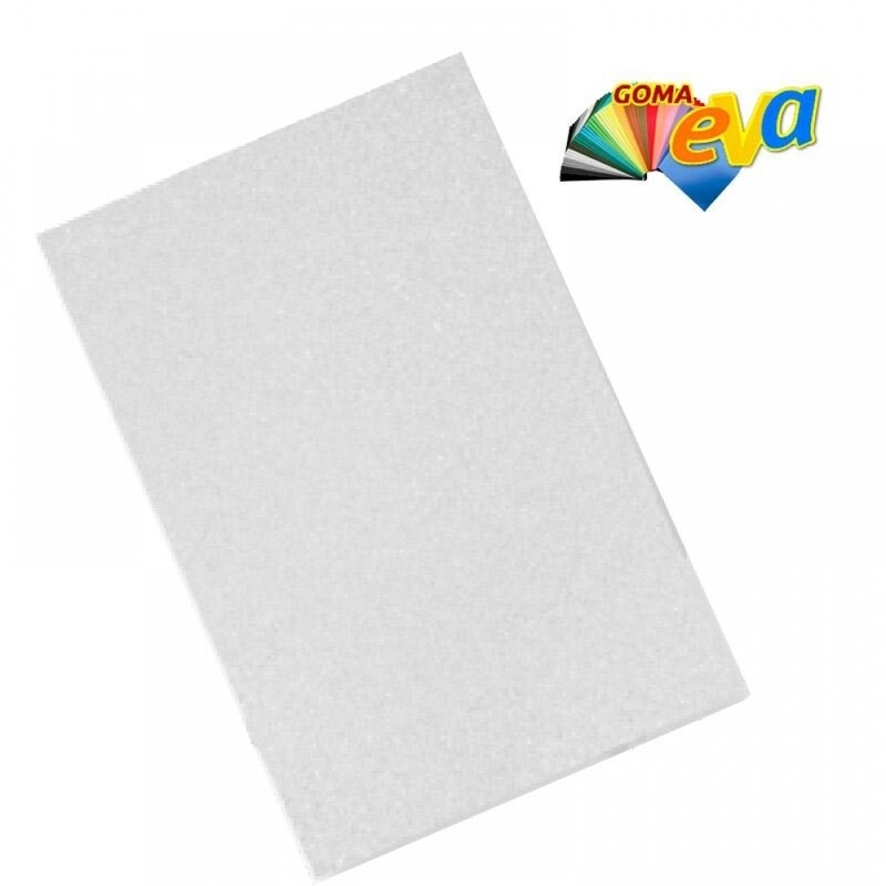 Hoja goma Eva 40x60 Purpurina Blanca