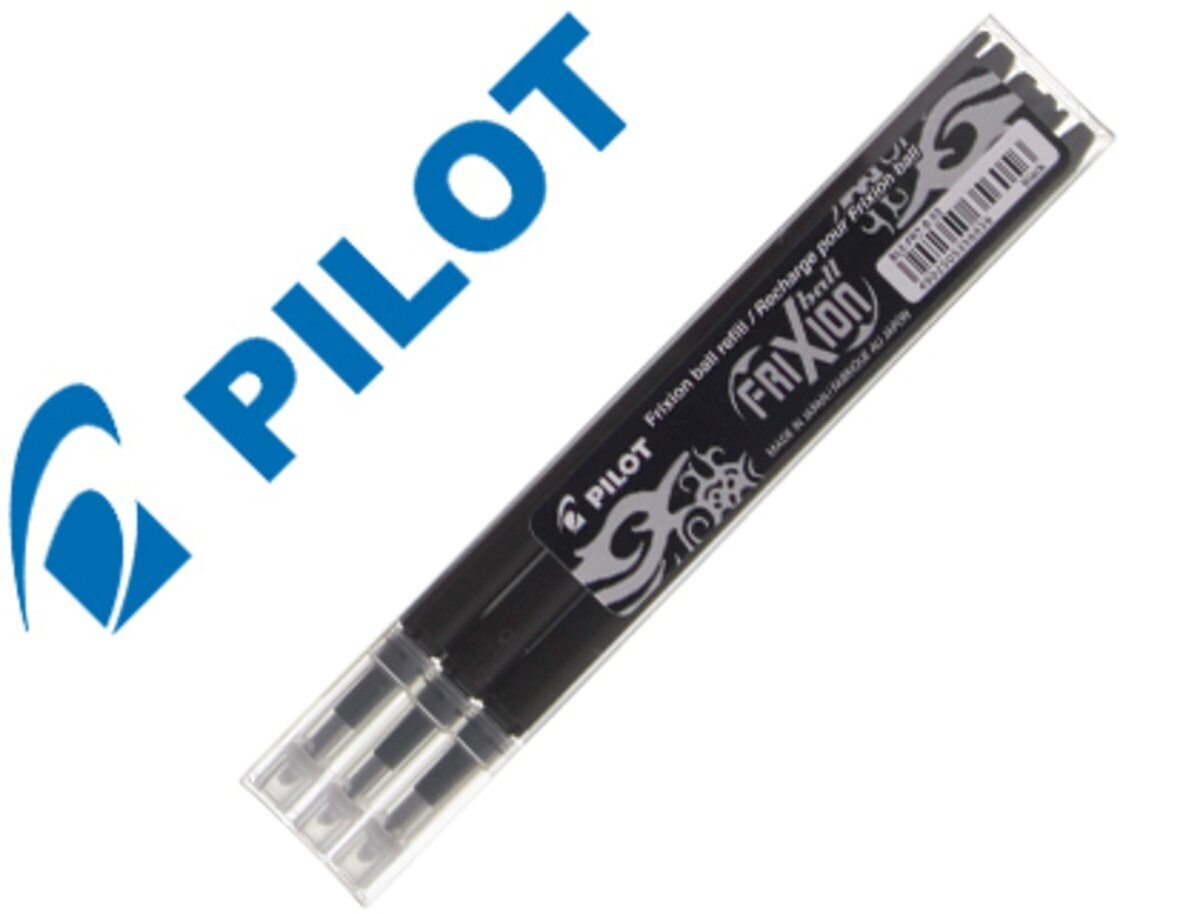 Pilot FriXion Recambio para bolígrafo de gel, punta mediana de 0,7 mm  COLOR NEGRO CAJA DE 3 UNIDADES