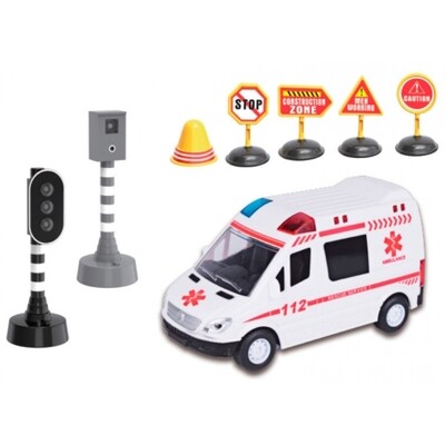 Ambulancia luz-sonido+acces.Caja37x21x8