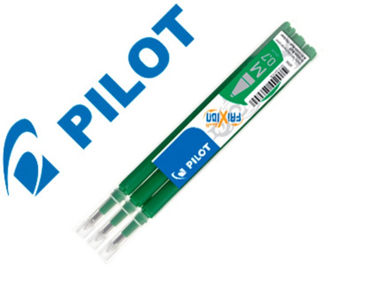 Pilot FriXion Recambio para bolígrafo de gel, punta mediana de 0,7 mm  COLOR VERDE CAJA DE 3 UNIDADES