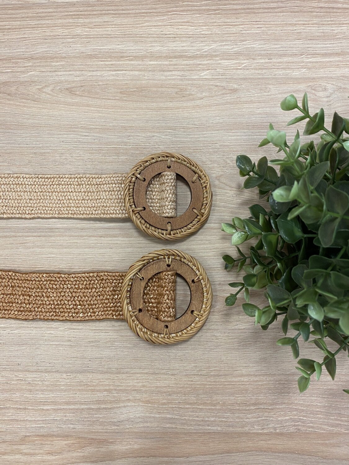Cinturón Rafia Madera estrecho