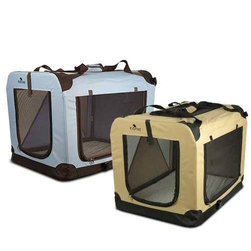 Jaulas plegables de loneta - Viajar con perro o gatoJAULA DE LONETA AZUL 49x34x34 cm.