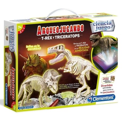 Arqueo jugando Científico T-Rex+Tricerat