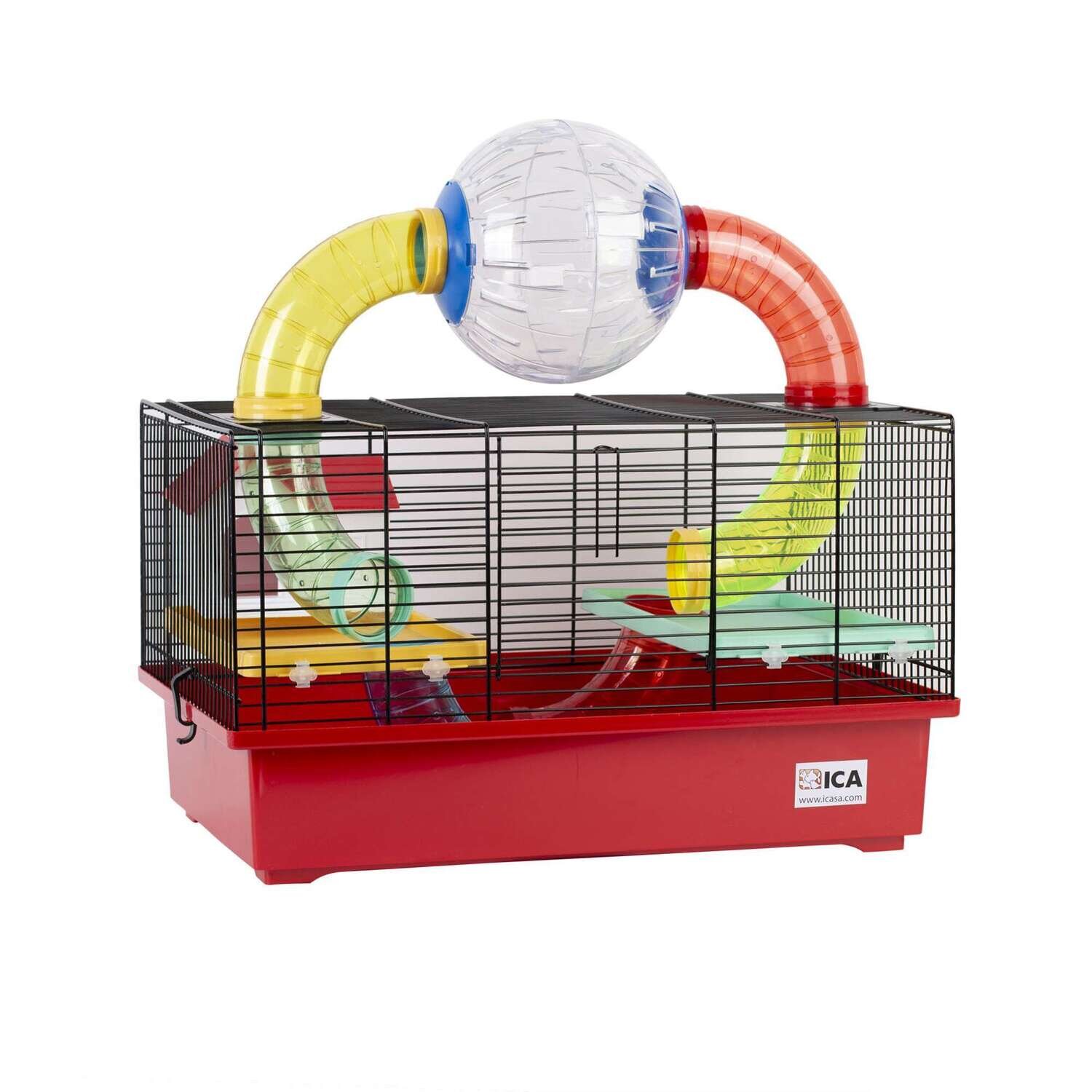 Jaula ATOMIUM1 roja y negra para roedores49x32,5x49cm