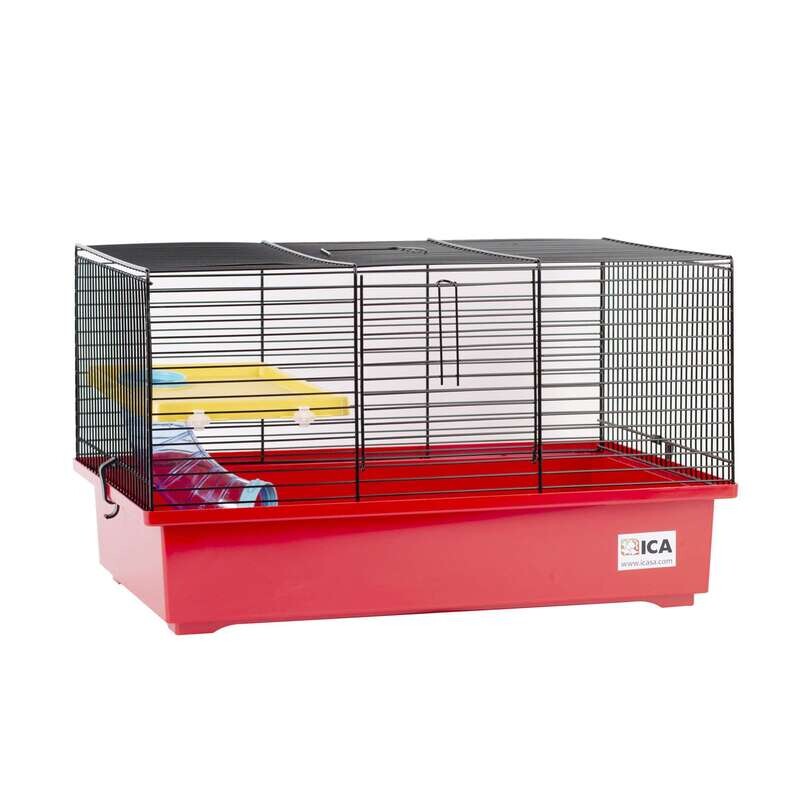 Jaula EIFFEL3 roja y negra para roedores29x32,5x49cm