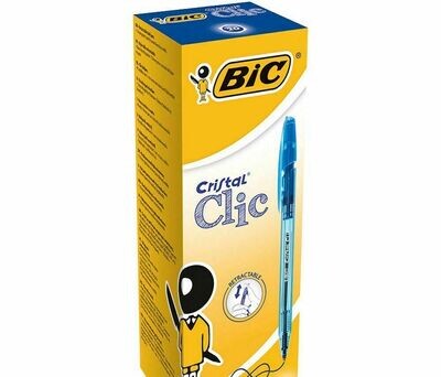 BiC Cristal Clic Bolígrafo retráctil de punta de bola AZUL 1 BOLIGRAFO
