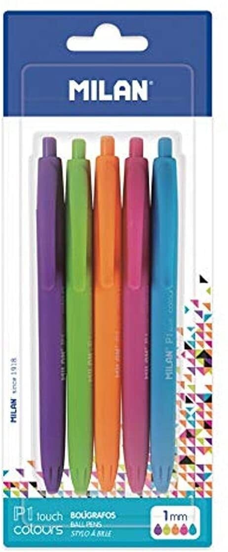 MILAN P1-TOUCH - BOLÍGRAFOS ENGOMADOS DE COLOR 5 UNIDADES SUELTAS