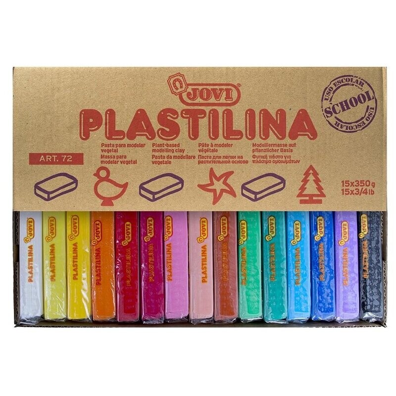 JOVI 72 Plastilina, bandeja con 15 pastillas de 350 gr, colores surtidos